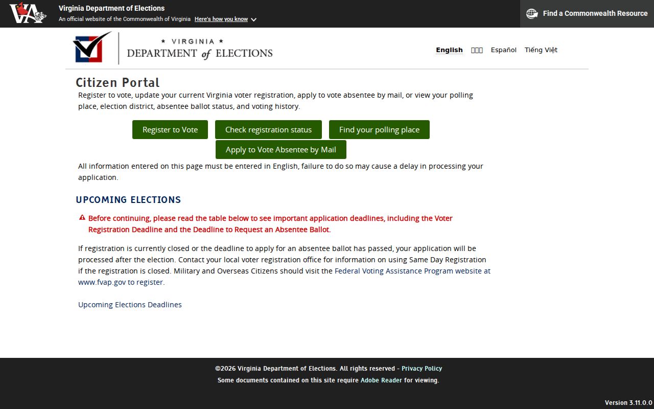 Lincolnia resident lookup through Virginia voter information portal